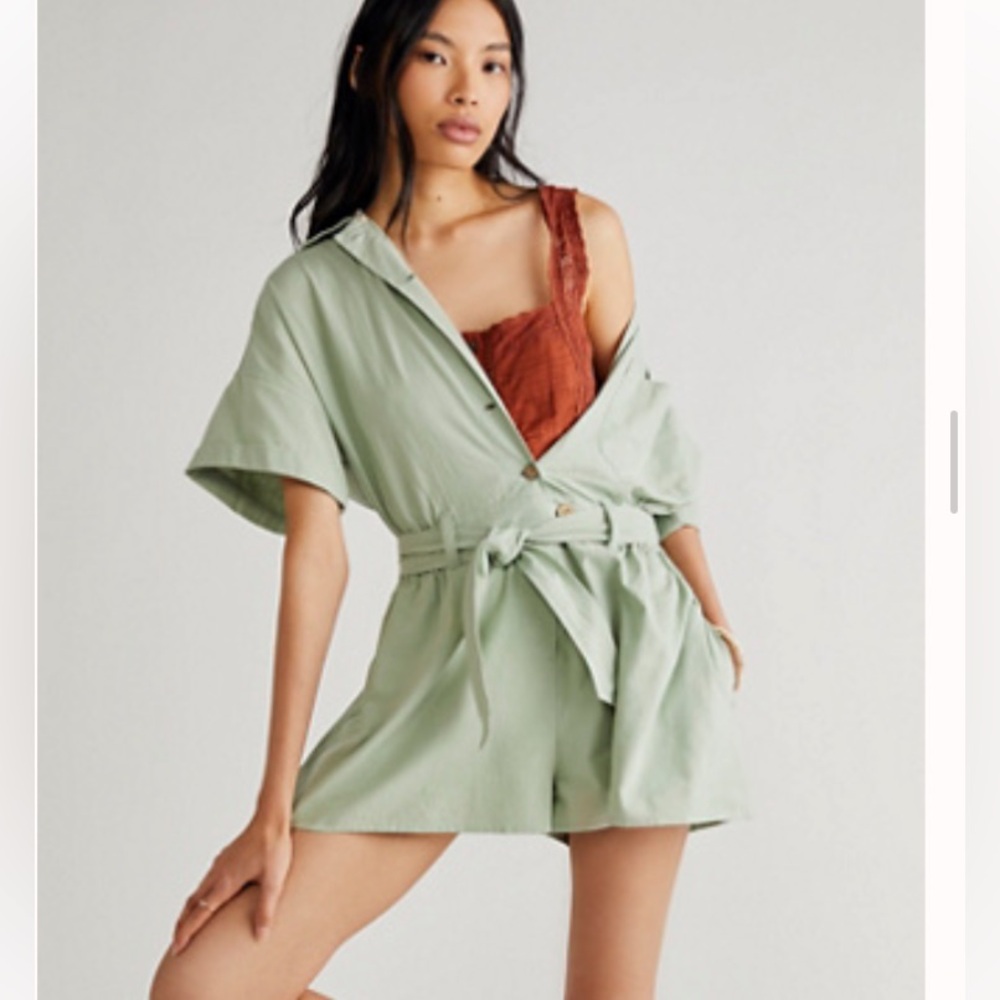 Free People Sage Button-Up Romper